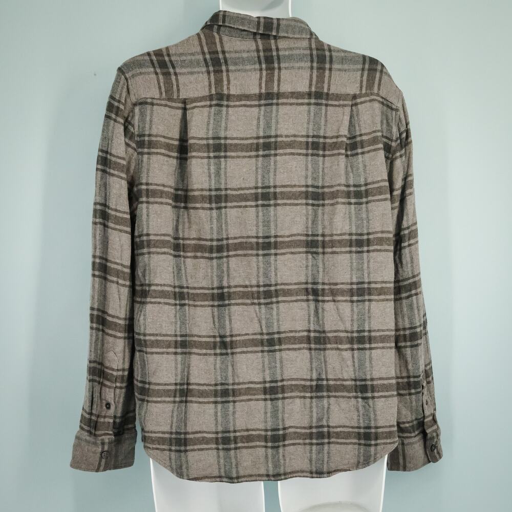 Vince Size Large L Gray Brown Double Face Plaid Button Front Viscose Wool Men's - Picture 3 of 8